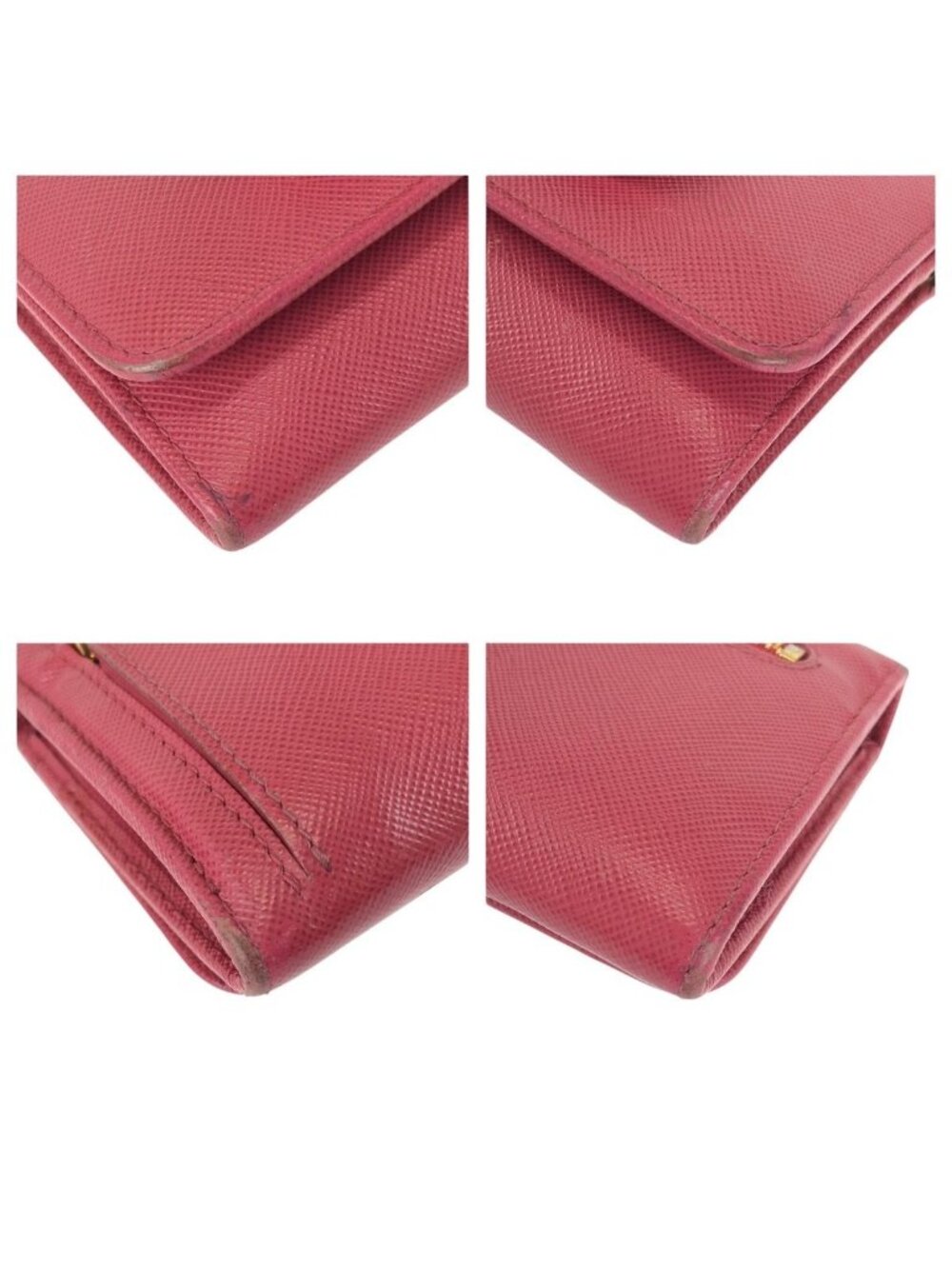 Prada Saffiano Ribbon Pink Gold Leather Wallet - Picture 3 of 9